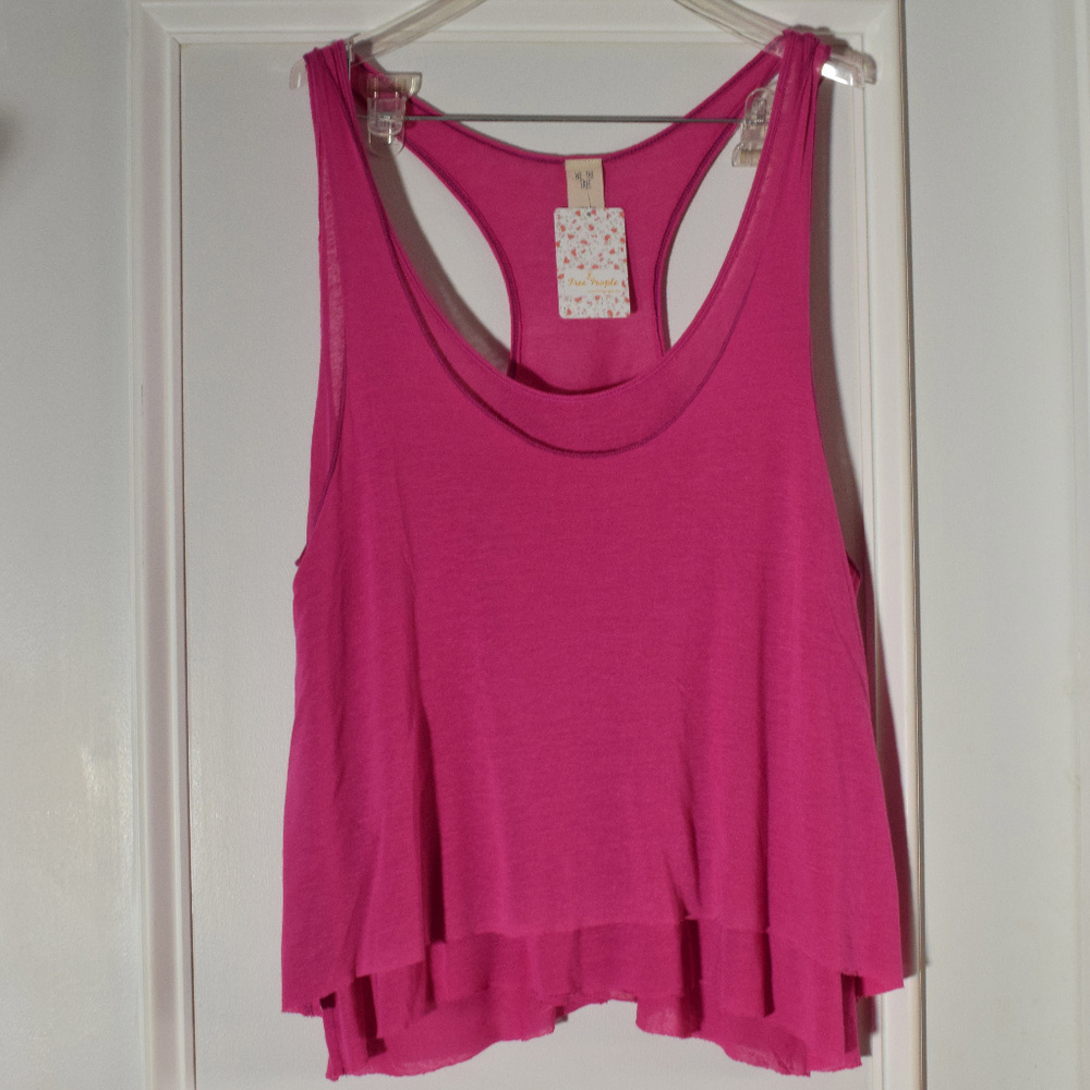 Free People Karmen Layered Racerback Tank Top Women Small Pink New Linen Blend - Picture 1 of 8